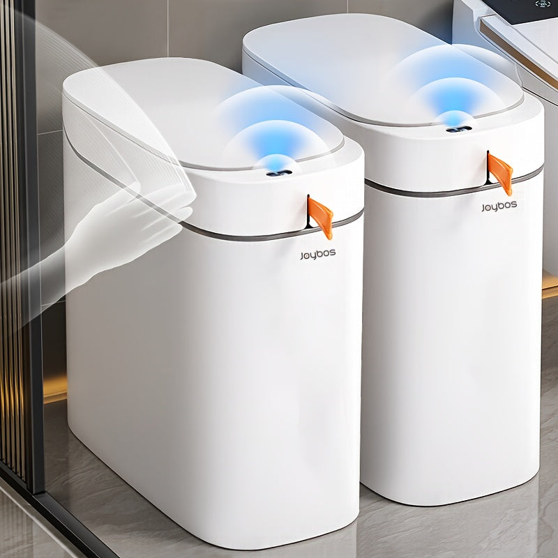 Cubo de Basura Inteligente con Sensor para Baño y Tapa Automática, Contenedor de Basura Sin Manos para Baño con 30 Bolsas, Cesto de Basura Delgado Blanco de 10L para Ahorrar Espacio, para Cocina, Dormitorio, Oficina, RV, Cubos de Basura Perfectos para Bañ