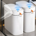 Cubo de Basura Inteligente con Sensor para Baño y Tapa Automática, Contenedor de Basura Sin Manos para Baño con 30 Bolsas, Cesto de Basura Delgado Blanco de 10L para Ahorrar Espacio, para Cocina, Dormitorio, Oficina, RV, Cubos de Basura Perfectos para Bañ