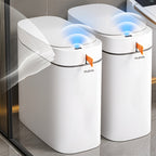 Cubo de Basura Inteligente con Sensor para Baño y Tapa Automática, Contenedor de Basura Sin Manos para Baño con 30 Bolsas, Cesto de Basura Delgado Blanco de 10L para Ahorrar Espacio, para Cocina, Dormitorio, Oficina, RV, Cubos de Basura Perfectos para Bañ