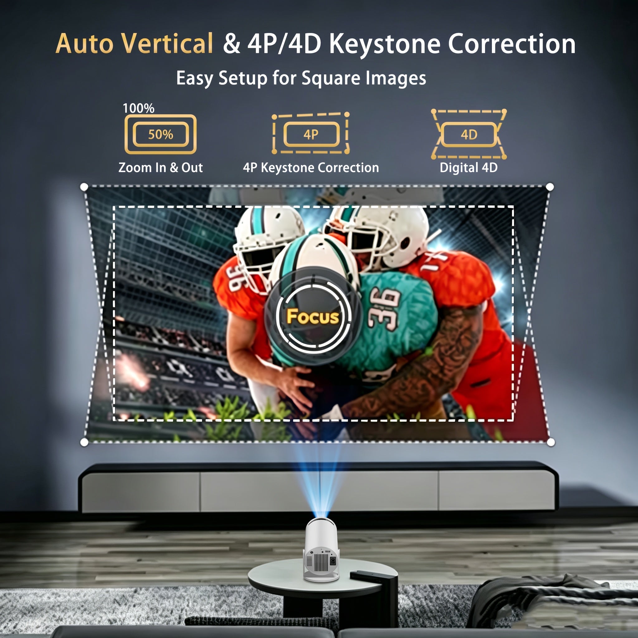 Proyector | Mini Proyector Inteligente - Soporte Local 720P para 4K, Android 11+, Wifi 6 y Wireless 5.3, Rotación de 180°, Compatibilidad