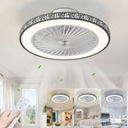 Ventilador de techo moderno de 48.26 cm con luz, 6 velocidades, reversible, de perfil bajo, ventilador de techo empotrado con luz LED regulable 3CCT, ventilador de techo con temporizador y control remoto para sala de estar, cocina, dormitorio y oficina
