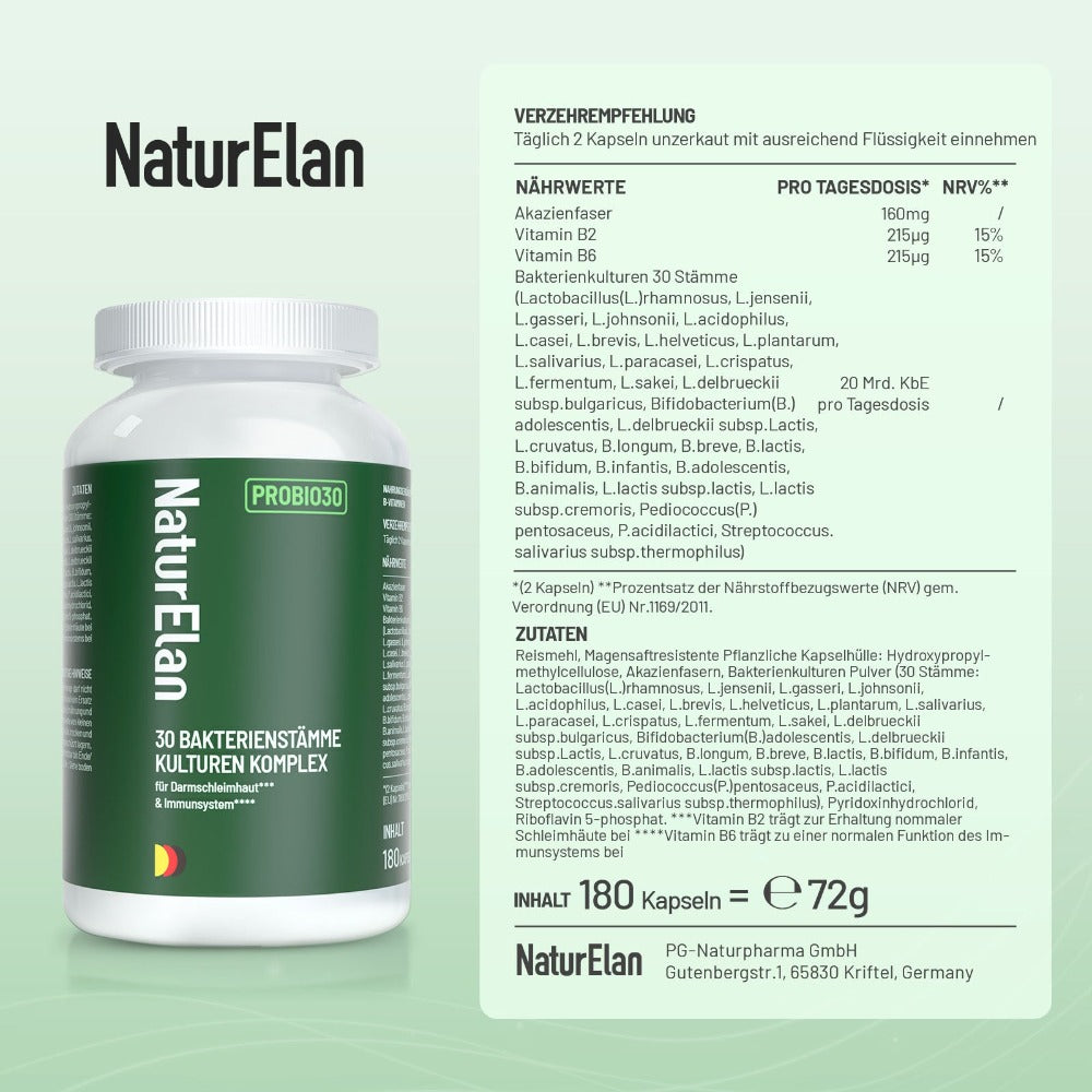 Probio PLUS Complejo de Cultivos - 180 CÁPSULAS con 30 Cepas Bacterianas, 20 Mil Millones de UFC/Dosis Diaria, Recubrimiento Entérico y Vegano, con Lactobacilos y Bifidobacterias, 3 Meses, Flora Intestinal