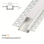 Perfil de canal de aluminio LED | Longitud de 2 m, ancho total de 6 cm | Ranura de 2.3 cm | Riel de montaje empotrado profundo | Sin fuente de luz | Ideal para montar tiras LED en techos, gabinetes, estantes, iluminación de cocina