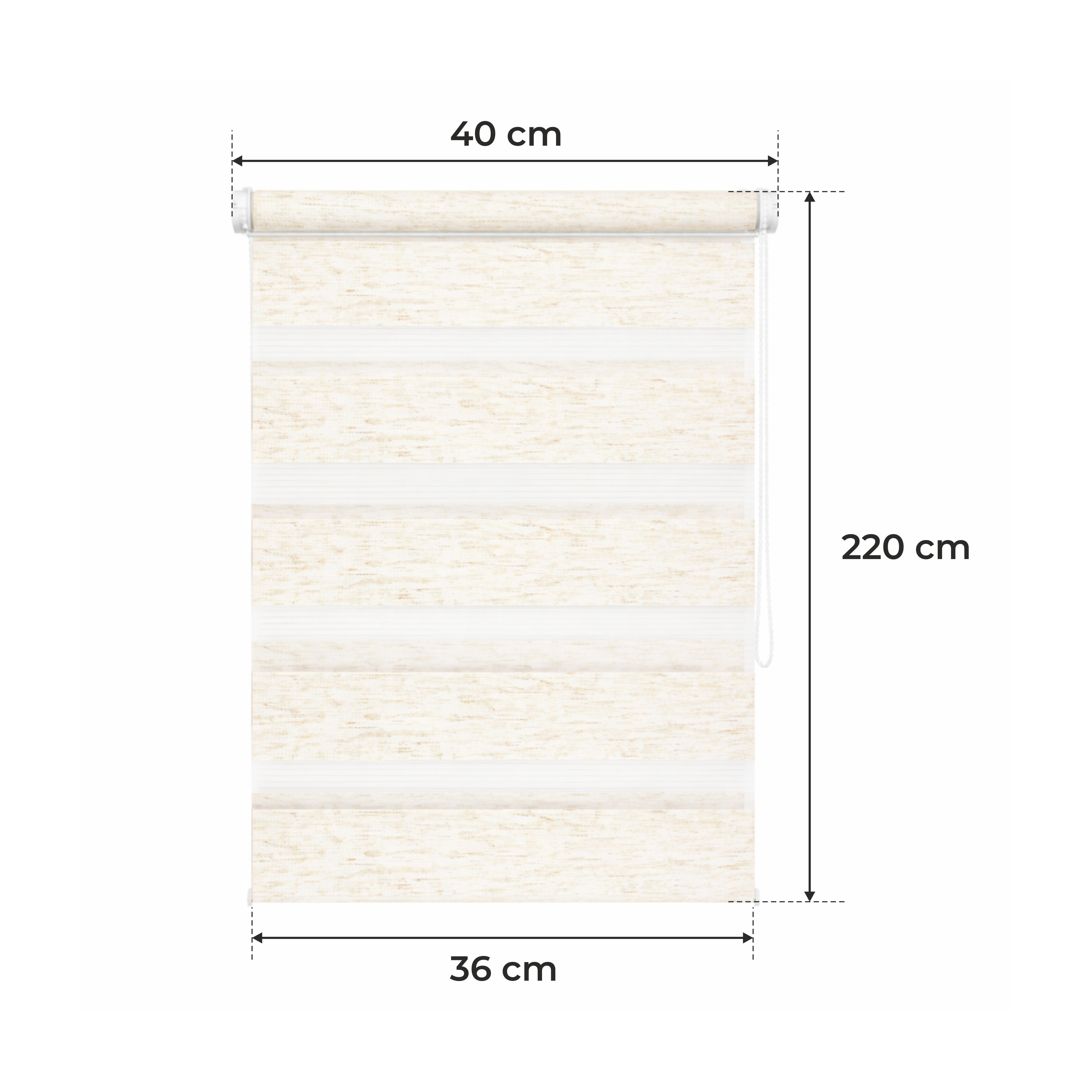 Persiana Día y Noche - Beige Melange - 32 Tamaños - BOJANEK Día y Noche - Instalación No Invasiva en Ventanas, Sin Necesidad de Taladrar, Ajuste por Cadena, Soportes Ajustables para Diferentes Grosos de Ventanas, Diseño Moderno, Protección de Luz y Privac