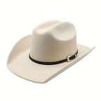Sombrero Vaquero Unisex: Sombrero de Fieltro de Ala Ancha Clásico para Exteriores con Hebilla - Unisex
