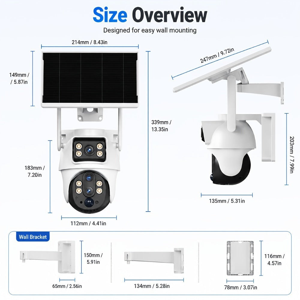 Cámara de Seguridad Exterior XIAOVV: Ofrece Versiones WiFi 2.4G o 4G LTE; Cámara PTZ con Zoom de 10x | Carga Solar | Rotación Horizontal de 355° y Rotación Vertical de 90° | Detección de Movimiento con IA, Área de Detección, Audio Bidireccional, Almacenam
