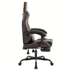 Silla de Juego y Oficina, Silla de Computadora con Reposapiés, Reposacabezas y Soporte Lumbar, Silla Ergonómica, Silla Giratoria y Ajustable en Altura, Opciones en Gris, Beige, , Marrón y Verde