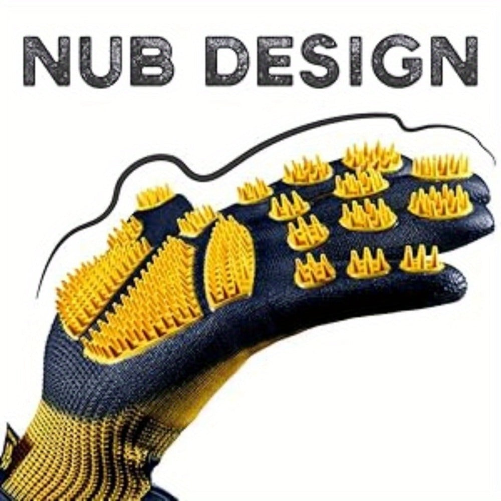 Guantes para baño y aseo de mascotas - Guantes para deshacer pelaje aptos para mascotas con pelo largo y corto, eficaces para eliminar el pelo de gatos, perros y caballos (Amarillo)