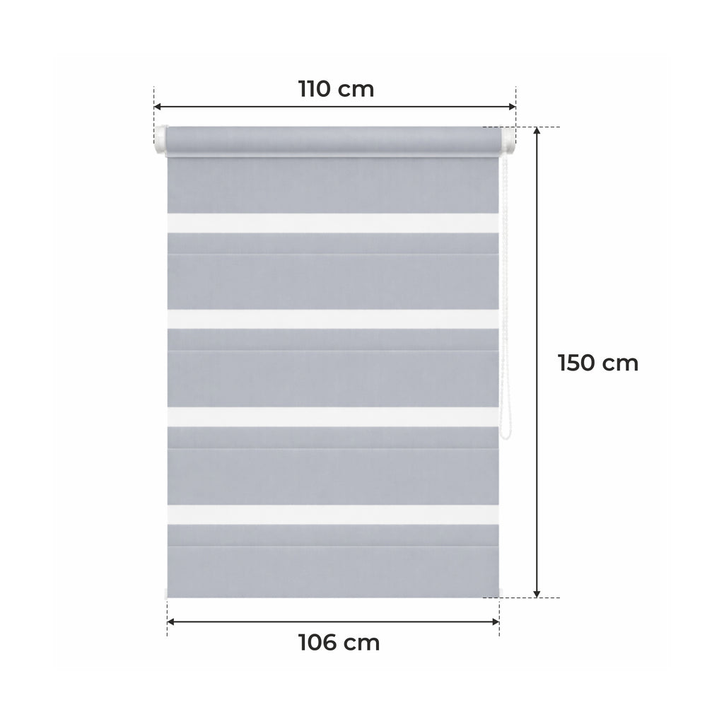Persiana Día y Noche - Gris Claro - 32 Tamaños - BOJANEK Día y Noche - Instalación No Invasiva, Sin Necesidad de Taladrar, Ajuste por Cadena, Soportes Ajustables para Diferentes Grosos de Ventanas, Diseño Moderno, Protección de Luz y Privacidad, Perfecta