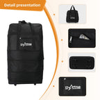 1 bolsa de viaje plegable de gran capacidad - Ligera, portátil, tela Oxford - Ideal para camping, senderismo, viajes familiares, eventos deportivos, escapadas de fin de semana, compras, mudanzas, con ruedas (negro)