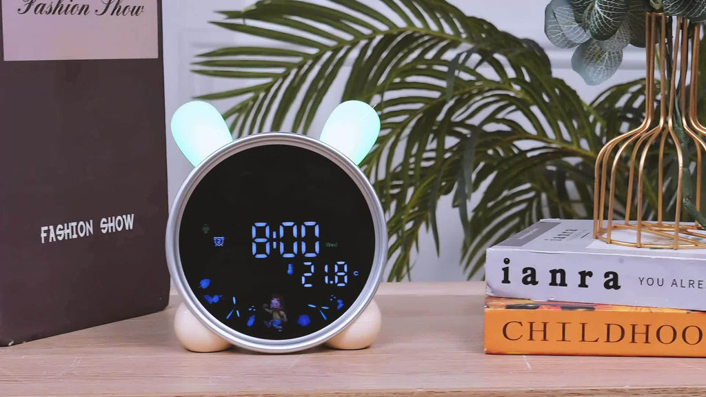 Reloj Despertador Lemnoi para Niños, Entrenador de Sueño para Niños y Niñas, Reloj Despertador Infantil con Pilas, Cuenta Regresiva, Función Snooze, 3 Niveles de Brillo