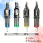 50 Agujas de Cartucho para Tatuaje Poseidon Surtidas en Varios Tamaños, Incluyendo Tipos Redondo Liner, Shader y Magnum, Disponibles en Opciones Curvas y Redondas