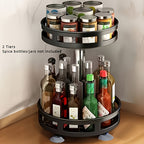 Organizador de Cocina Giratorio 360 Grados - Estante Metálico para Especias con Contenedores de Almacenamiento para Condimentos, Aceites y Vinagre - Opciones de Doble/Triple Capa