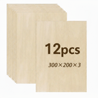 12 pcs Paneles de madera contrachapada sin tratar 3 mm – Tablas para manualidades, carpintería DIY, grabado láser, corte, pintura y decoración – Tamaños 30 × 20 cm / 40 × 30 cm