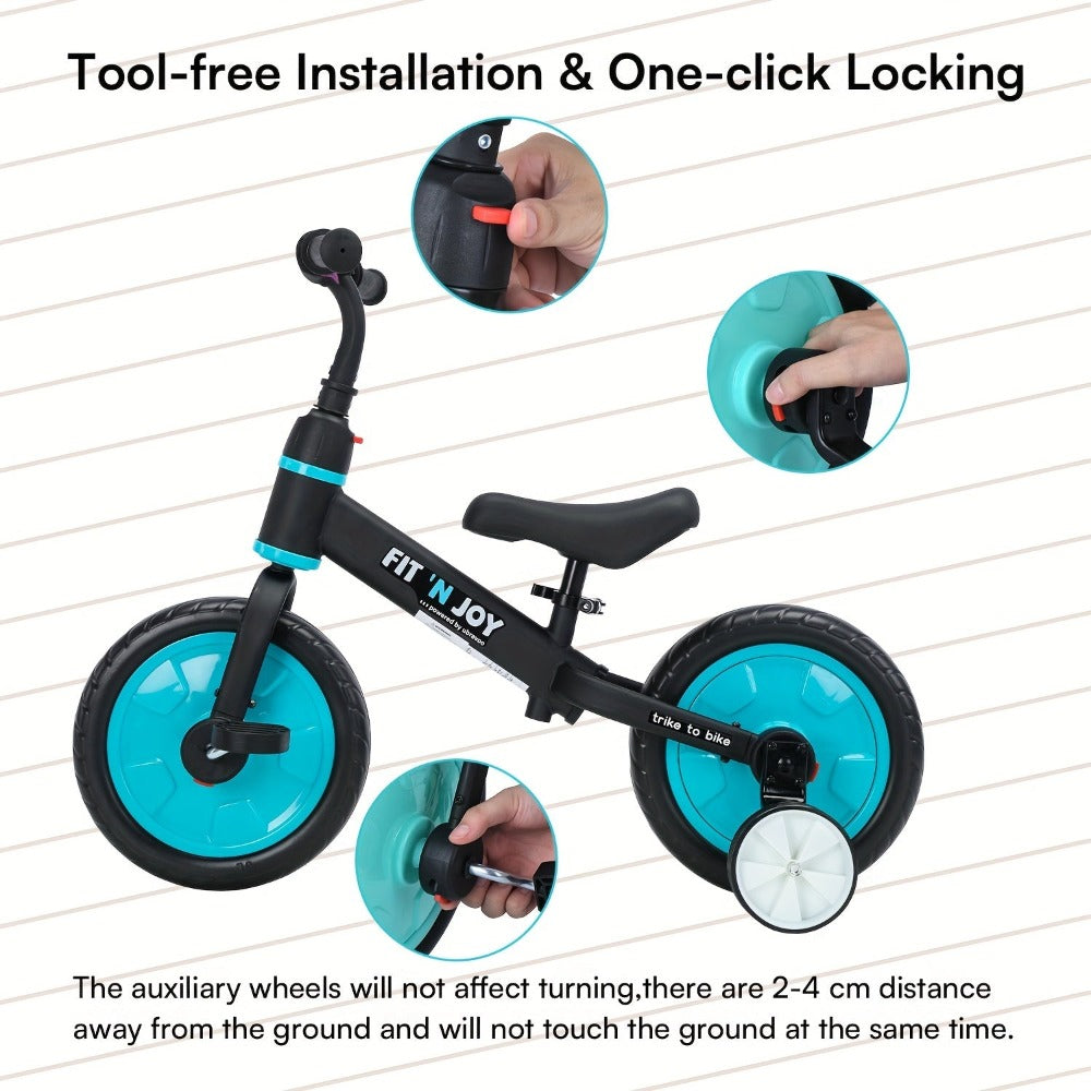 UBRAVOO Fit 'n Joy Bicicletas Infantiles, Bicicleta de Equilibrio 4 en 1 para Niños con Pedales y Estabilizadores, Bicicleta de Triciclo a Bicicleta para Niños y Niñas de 2 a 5 Años