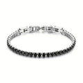 Pulsera para hombre hecha de acero inoxidable, con circonio sintético, perfecta para aniversarios de boda, cumpleaños o regalos de Navidad