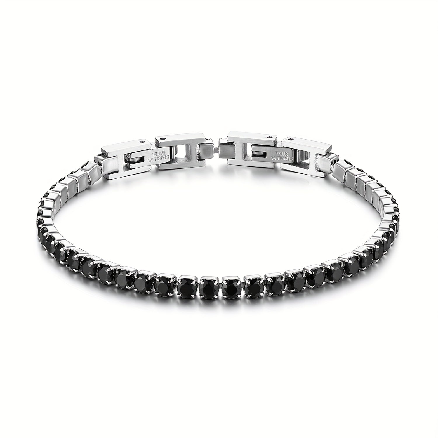 Pulsera para hombre hecha de acero inoxidable, con circonio sintético, perfecta para aniversarios de boda, cumpleaños o regalos de Navidad