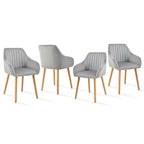 Juego de 2/4/6 sillas de comedor minimalistas con cómodo respaldo, reposabrazos y patas de madera