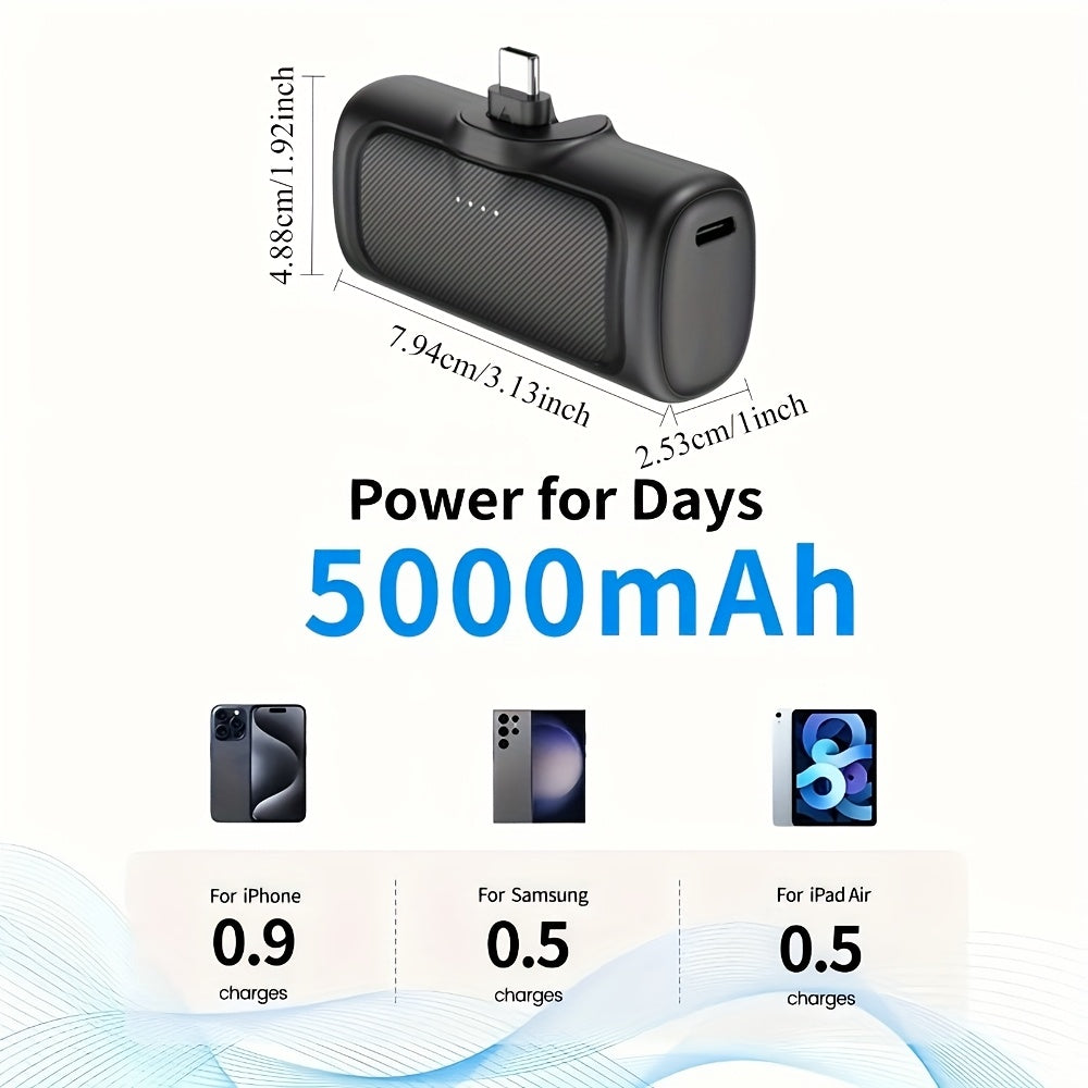 Power bank para carga durante viajes y uso diario | 5000mAh y 22.5W