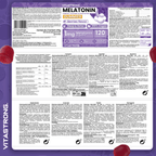 Melatonina Vegan Vitastrong en Gomitas, 120 Gomitas de 1 Mg (1 por Día, Suministro para 4 Meses), Sin Sacarosa, Sin Gluten, Sabor a Frutas Rojas, con Valeriana, Lavanda, Manzanilla y Vitamina B6