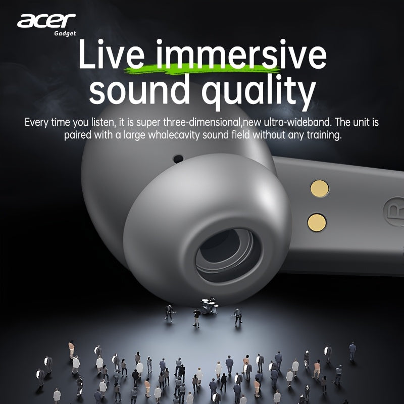 Auriculares Bluetooth | [Acer 2026 Nuevo] Auriculares inalámbricos TWS con graves potentes, llamadas estéreo, cancelación de ruido, duración