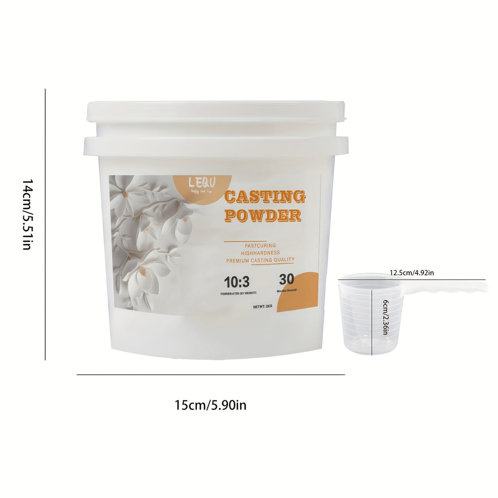 Polvo de fundición de resina en cubo de 2000g/3000g, kit de fundición de resina de curado rápido apto para principiantes, desmolde en 20-30 minutos, polvo de moldeo de yeso hidroactivo fácil de mezclar para escultura hecha a mano, arte casero DIY