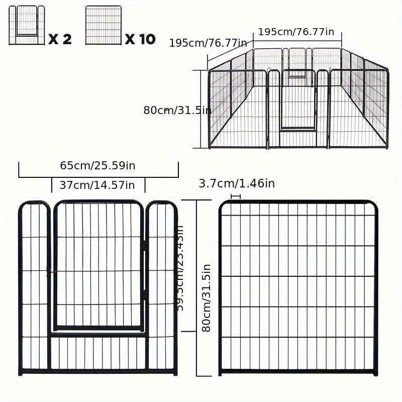 Parque de juegos para cachorros, recinto exterior de 6/8/12/16 piezas, corral para perros, 80 x 65 cm, plegable, resistente a la intemperie, para uso interior/exterior