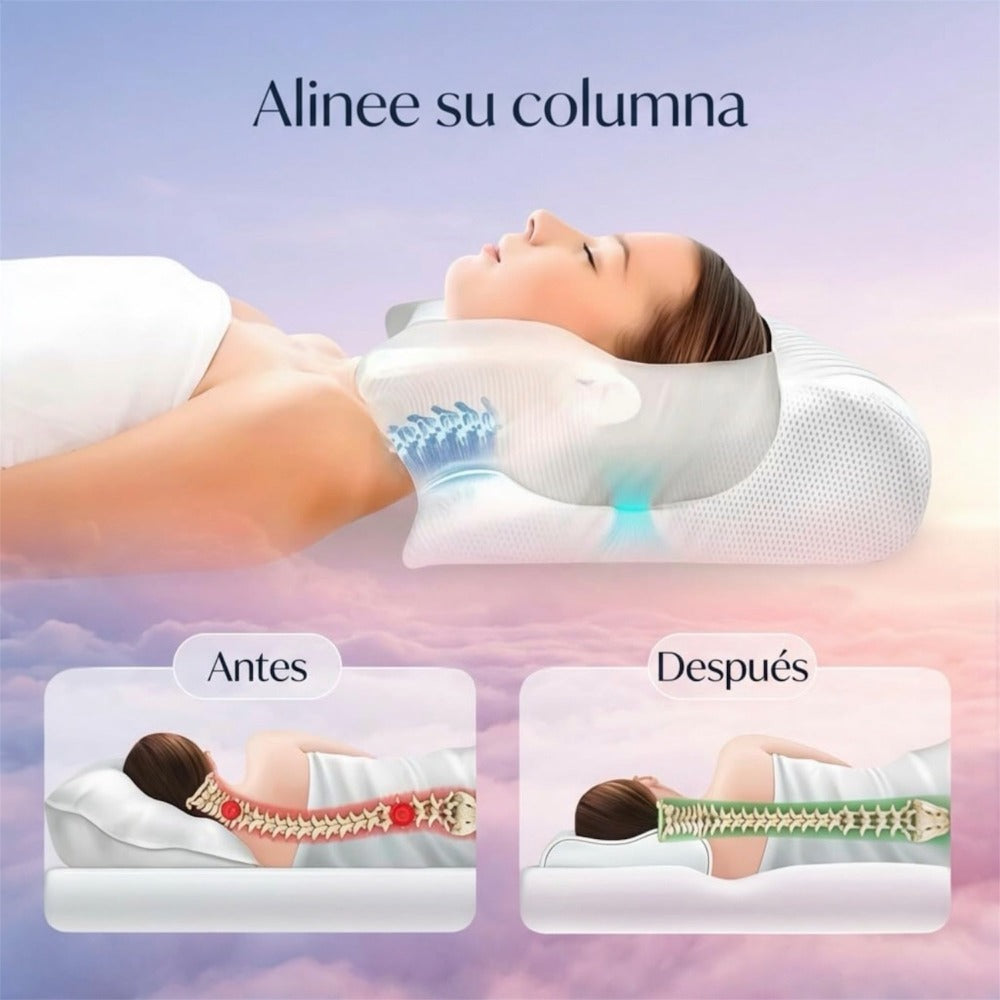Mikomika Almohada Cervical, 2 en 1 Almohada Ergonómico Espuma de Memoria Almohada para Soporte de Cabeza/Cuello/Hombro, Relajación y Alivio del Estrés, 60x40x12/14cm