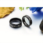 Anillo de pareja JewelryWe, carburador de tungsteno con corazones y latido, anillos de compañero, anillos de la amistad, anillos de boda, anillos de compromiso, banda,