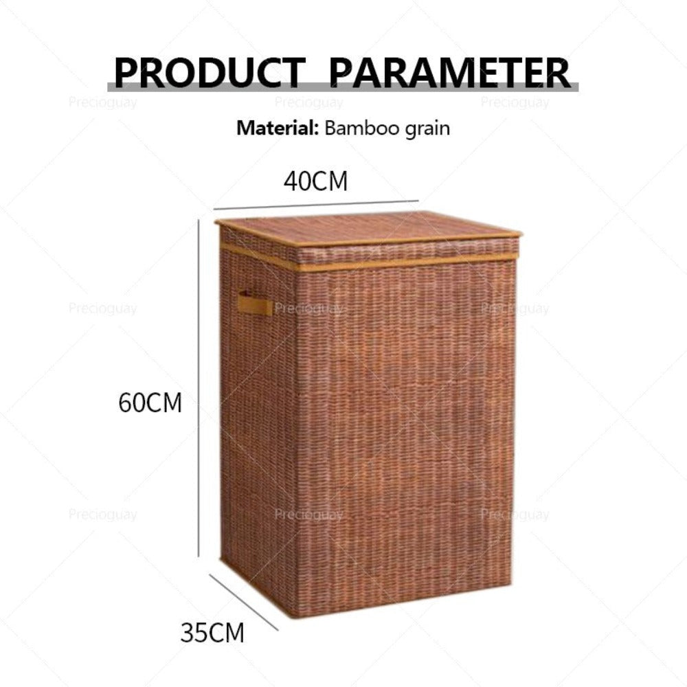 Cesta de lavandería grande de plástico con estampado de ratán y espacio de almacenamiento, cesta de lavandería para el baño, cesta para toallas de hotel de cinco estrellas, cesta de lavandería, dimensiones 40 x 35 x 60 cm