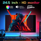 Monitor Gaming Gawfolk de 24.5 pulgadas, Panel Plano, Tasa de Refresco de 200Hz, Full HD 1080P, Pantalla PC, Panel IPS, Diseño sin Bordes, Tecnología Freesync, Soporte Panel VA, Conectividad HDTV y Displayport, Compatible con Montaje en Pared VESA 75X75