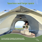 PAKICETUS Carpa de Apertura Rápida para Exteriores - 1-2/3-4 Personas, Carpa para Todas las Estaciones, Doble Puerta con Ventilación Mejorada, Ligera y Resistente al Viento en Gris/Amarillo, Ideal para Camping, Senderismo, Accesorios para Campistas, Carpa