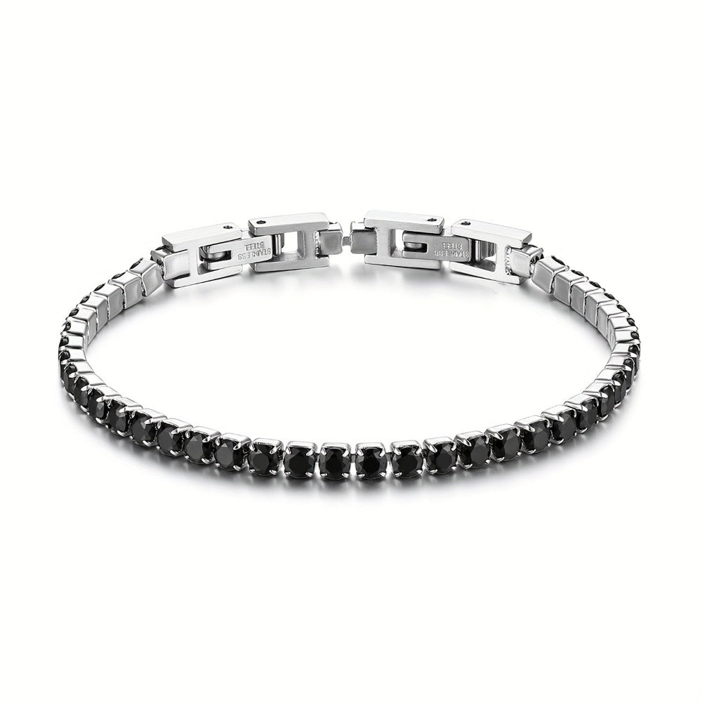 Pulsera para hombre hecha de acero inoxidable, con circonio sintético, perfecta para aniversarios de boda, cumpleaños o regalos de Navidad