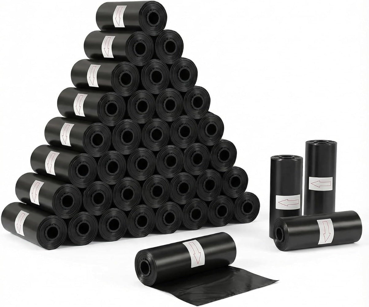 Bolsas Caca Perro 600 Unidades, 40 Rollos Gruesas Anti-Fuga, Bolsas Excrementos Perros Negras 23x30 cm, Recambio Rollos Mascotas, Bolsas Higiénicas Resistentes - HANSEL HOME