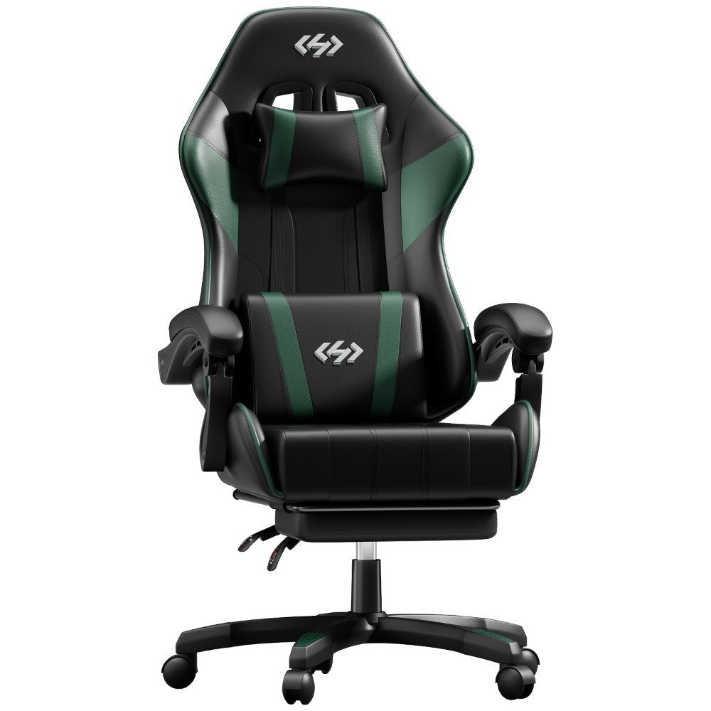 Silla de Juegos Furnishia con Reposapiés, Silla de Computadora Ajustable en Altura con Soporte Lumbar y Reposacabezas para Adultos, Silla de Oficina Giratoria 360 Grados para Oficina, Dormitorio, Estación de Trabajo Robusta