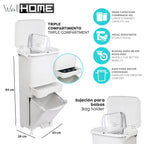 Papelera de reciclaje de clasificación selectiva con pedal. ruedas y asa de doble 38/42L
