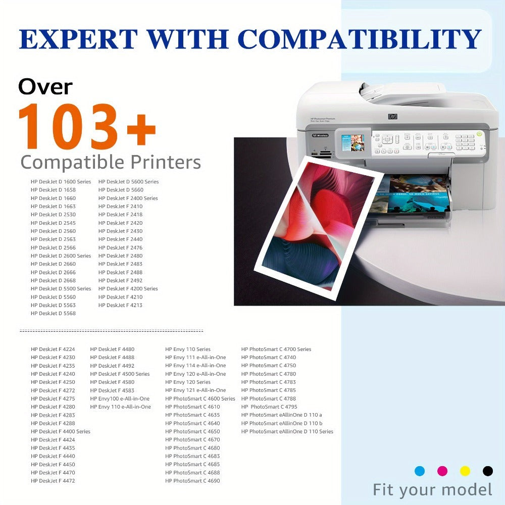 Cartuchos de tinta 300XL negro y tricolor de repuesto para trabajar con HP 300 XL o ENVY 100 110 120 Deskjet D2660 D5560 F2480 F4280 F4580 PhotoSmart C4600 C4680 C4780, paquete de 2