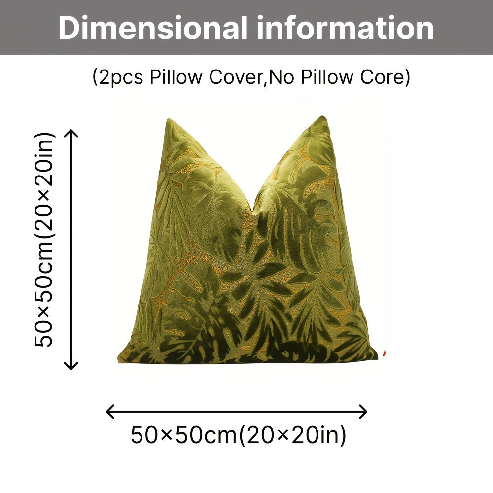 Juego de 2 fundas de almohada de terciopelo grueso, funda de cojín decorativa para sofá con plantas tropicales, funda de almohada suave y cómoda, varios colores disponibles, 45.72x45.72cm, 50.8x50.8cm, apta para sala de estar, sofá, dormitorio (sin rellen