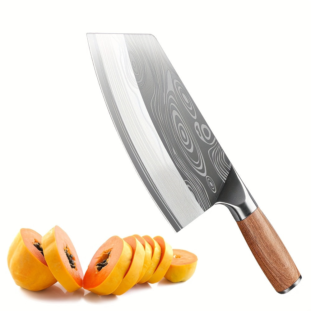 Cuchillo de Cocina Damasco, Maza de Carne y Verduras Forjada a Mano con una Hoja Afilada y un Mango Ergonómico Antideslizante Diseñado Específicamente para la Preparación Culinaria Presentado en una Elegante Caja de Regalo Ideal Como Regalo de Vacaciones