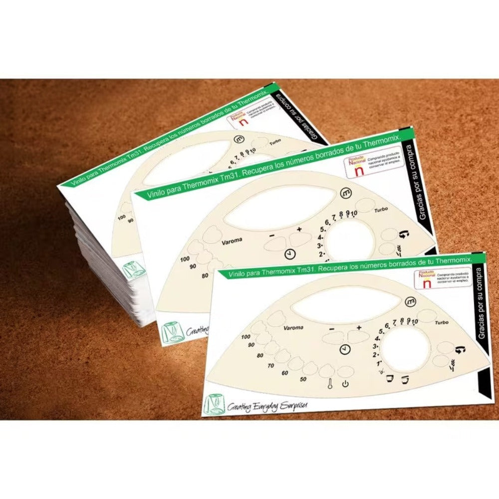 APCym Vinilo para Thermomix TM31 MOD. PANEL COLOR VAINILLA Pegatinas decorativas compatibles con robot de cocina Thermomix TM31, diseño de accesorios de cocina, resistente al agua, autoadhesiva