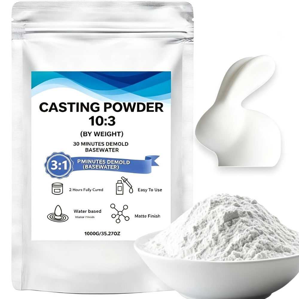 Polvo de Yeso para Fundición 300G, Polvo de Fundición de Secado Rápido para Principiantes, Desmolde en 20-30 Minutos, Polvo Mineral Natural, Fácil de Mezclar y No Tóxico para Arte DIY en Casa