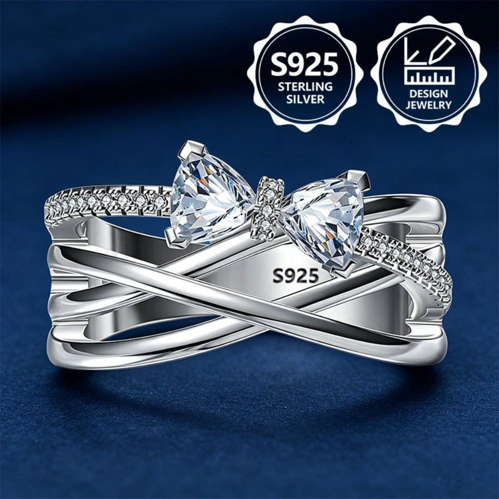 Anillo de moda para mujer, exquisito, de plata de ley 925, elegante y moderno, un anillo de joyería de alta gama para mujer con una apariencia hermosa, adecuado para viajes de vacaciones, uso diario y es un regalo conmemorativo ideal para amigos.