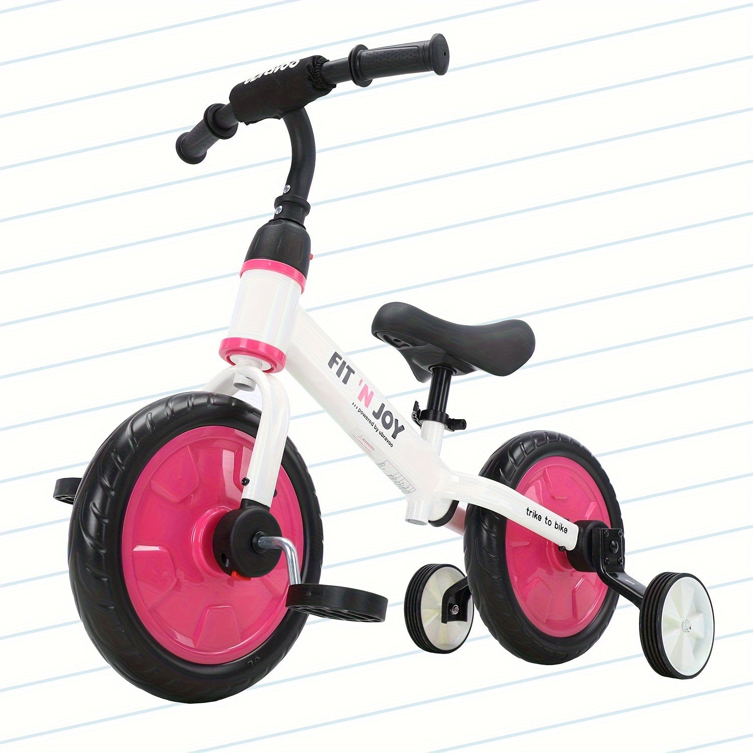UBRAVOO Fit 'n Joy Bicicletas Infantiles, Bicicleta de Equilibrio 4 en 1 para Niños con Pedales y Estabilizadores, Bicicleta de Triciclo a Bicicleta para Niños y Niñas de 2 a 5 Años