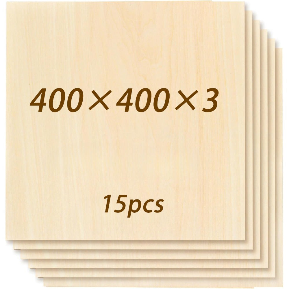 15 piezas de láminas de contrachapado de tilo TOCOME - Veta de madera natural, aptas para grabado láser, corte CNC, tallado de madera | Paneles de alta resistencia sin acabar con superficie lisa | Aptas para manualidades DIY, creación de maquetas, aficion