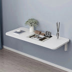 Escritorio Flotante de Pared 60x30 cm / 60x30 cm, Ahorro de Espacio con Estructura de Metal Resistente y Recubrimiento en Polvo Blanco - Escritorio de Computadora con Tapa Abatible, Ideal para Espacios Pequeños, Dormitorio, Esquina de Cocina, Oficina en C