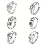Anillo de ansiedad para mujer, anillo giratorio de acero inoxidable, anillo de meditación ajustable