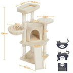 Costoffs Árbol para gatos de 107 cm con plataforma de observación, cueva para gatos, 5 postes de sisal, cueva de descanso, rascador y bola de felpa colgante, mueble para gatos