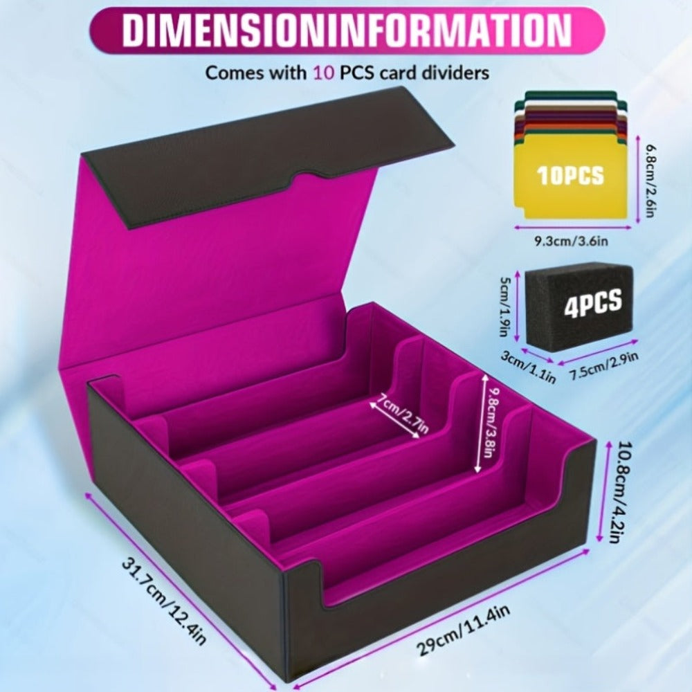 Caja de almacenamiento para tarjetas coleccionables para más de 3000 tarjetas, caja magnética para barajas de tarjetas adecuada para MTG y tarjetas deportivas, caja premium para barajas de tarjetas Commander con 10 separadores de tarjetas compatibles
