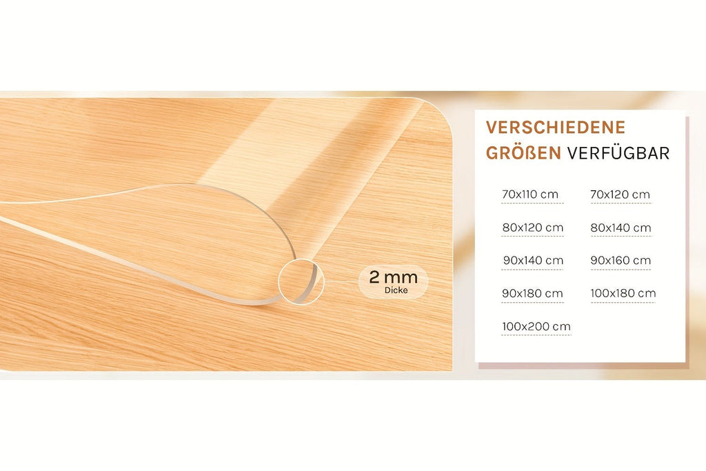 1 funda de mesa de 2 mm de grosor, resistente al aceite, con bordes biselados, fácil de limpiar, disponible en un almacén local, duradera contra el desgaste, un accesorio de mesa, cubierta protectora para mesas, tapetes de mesa