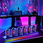 Reloj digital RGB de tubo Nixie con luz de noche y cable USB, reloj analógico IPS que brilla, compatible con calibración de hora Wi-Fi, control por aplicación, modo clima, para decorar escritorio, habitación, para regalo